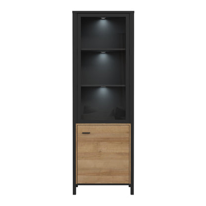 Furniture To Go High Rock Wide Display Cabinet in Matt Black/Riviera Oak