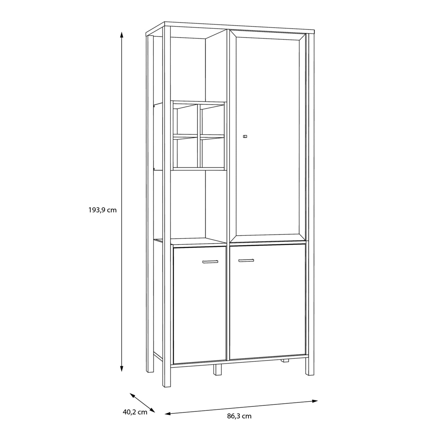 Furniture To Go High Rock Display Cabinet in Matt Black/Riviera Oak