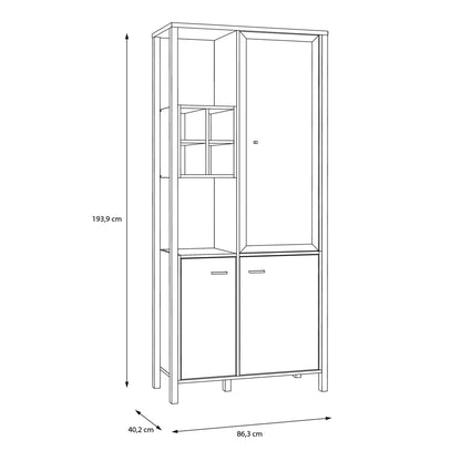 Furniture To Go High Rock Display Cabinet in Matt Black/Riviera Oak