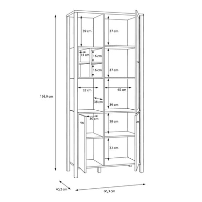 Furniture To Go High Rock Display Cabinet in Matt Black/Riviera Oak