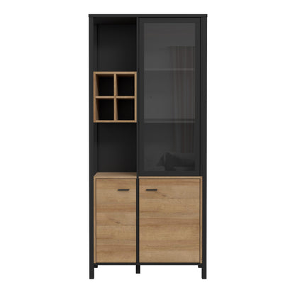 Furniture To Go High Rock Display Cabinet in Matt Black/Riviera Oak