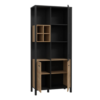 Furniture To Go High Rock Display Cabinet in Matt Black/Riviera Oak