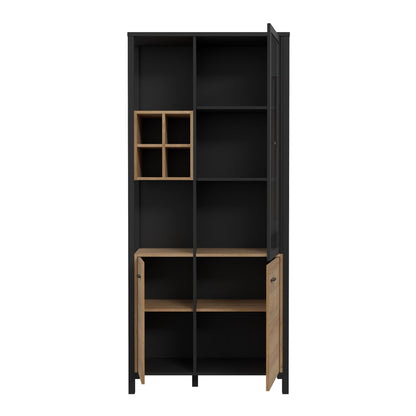 Furniture To Go High Rock Display Cabinet in Matt Black/Riviera Oak