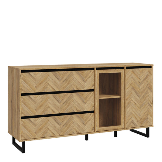 Furniture To Go Bohol Nikomedes Sideboard in Spica Oak/Matt Black/Bartex Oak