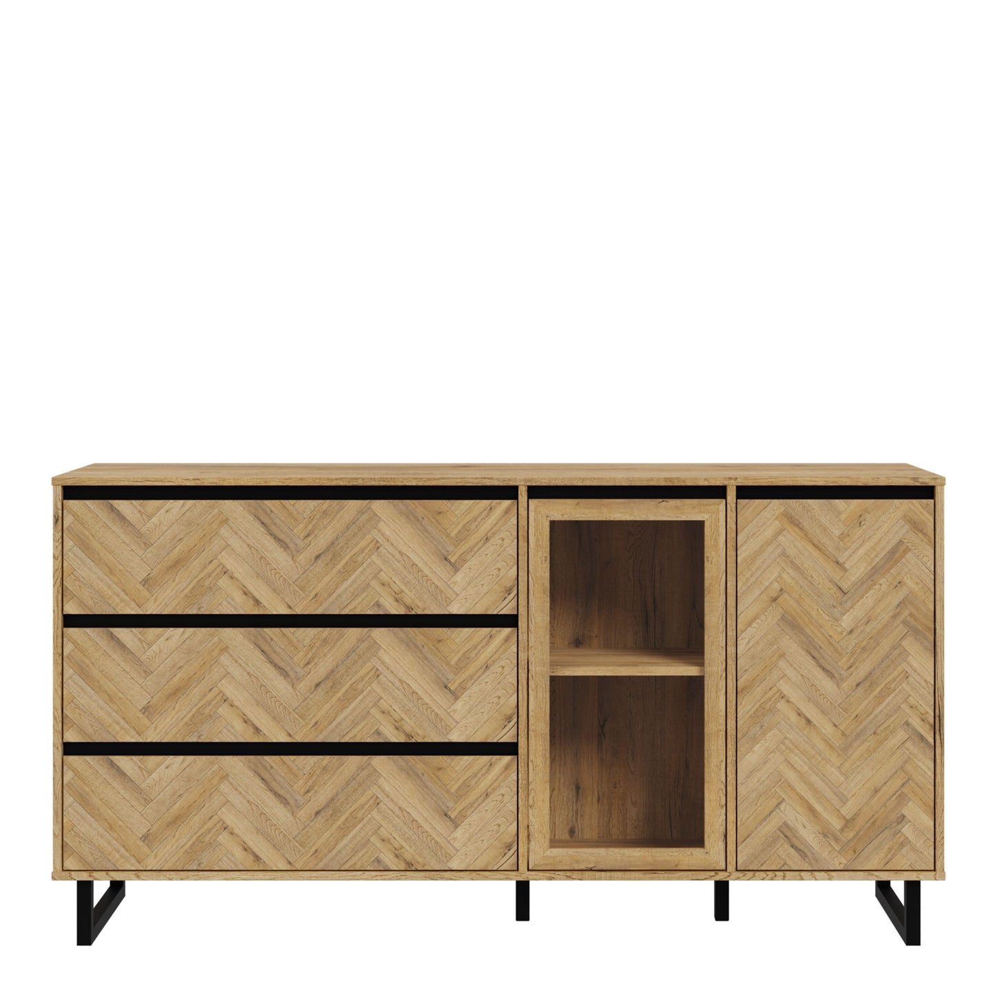 Furniture To Go Bohol Nikomedes Sideboard in Spica Oak/Matt Black/Bartex Oak