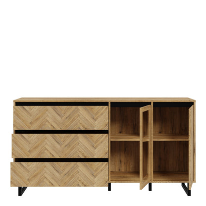 Furniture To Go Bohol Nikomedes Sideboard in Spica Oak/Matt Black/Bartex Oak