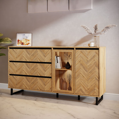 Furniture To Go Bohol Nikomedes Sideboard in Spica Oak/Matt Black/Bartex Oak