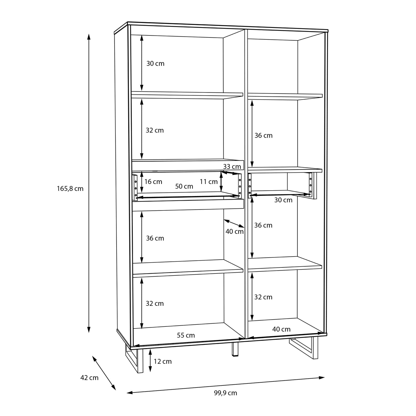 Furniture To Go Nikomedes Display Cabinet in Spica Oak/Matt Black/Bartex Oak