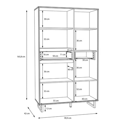 Furniture To Go Nikomedes Display Cabinet in Spica Oak/Matt Black/Bartex Oak