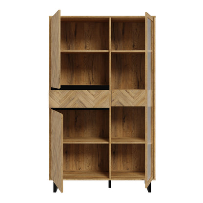 Furniture To Go Nikomedes Display Cabinet in Spica Oak/Matt Black/Bartex Oak