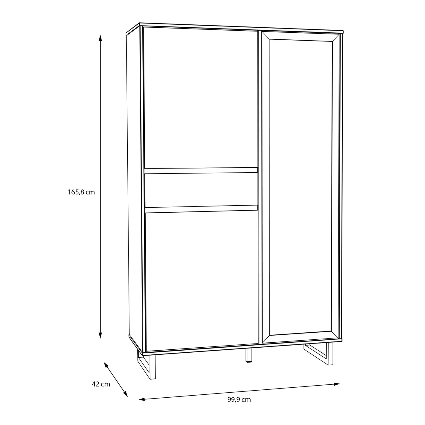 Furniture To Go Nikomedes Display Cabinet in Spica Oak/Matt Black/Bartex Oak