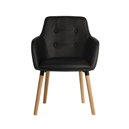 Teknik Office 4 Legged Reception Chair (pack of 2) in PU Black coloured fabric and oak coloured legs.