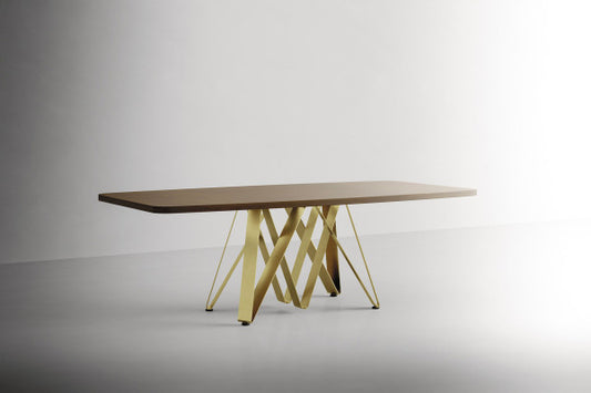 Tomasella Libeccio Fixed Dinning Table With Gold Metal Base
