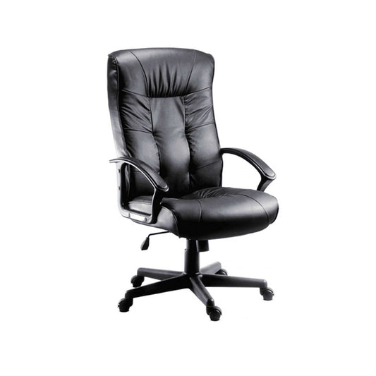 Teknik Office Gloucester Black executive high back leather faced chair with matching black nylon arm rests