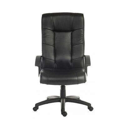 Teknik Office Gloucester Black executive high back leather faced chair with matching black nylon arm rests