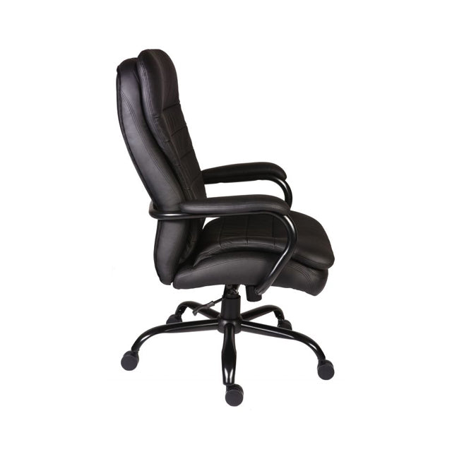 Teknik Office Goliath Heavy Duty Black Leather Faced Executive Office Chair with matching padded armrests