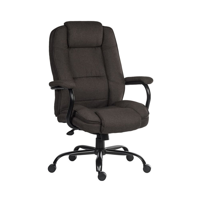 Teknik Office Goliath Duo Heavy Duty Bark Brown Fabric Executive Office Chair with matching padded armrests