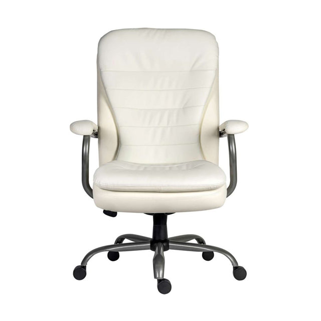 Teknik Office Goliath Heavy Duty White Bonded Leather Faced Executive Office Chair with matching padded armrests