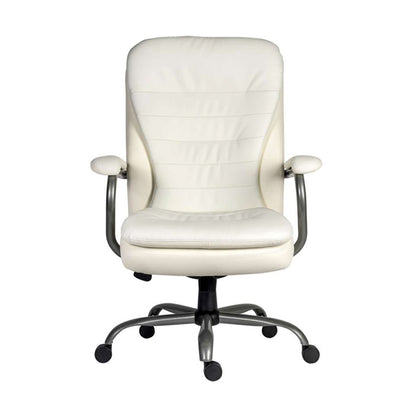 Teknik Office Goliath Heavy Duty White Bonded Leather Faced Executive Office Chair with matching padded armrests