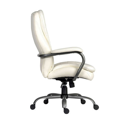 Teknik Office Goliath Heavy Duty White Bonded Leather Faced Executive Office Chair with matching padded armrests