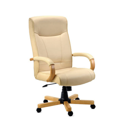 Teknik Office Knightsbridge Cream Bonded Leather Executive chair with Matching Removable Padded Armrests.