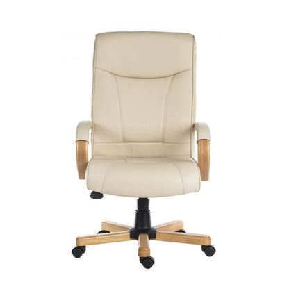 Teknik Office Knightsbridge Cream Bonded Leather Executive chair with Matching Removable Padded Armrests.