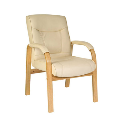 Teknik Office Knightsbridge Cream Bonded Leather 4 Legged Visitor Chair with Matching Removable Padded Armrests