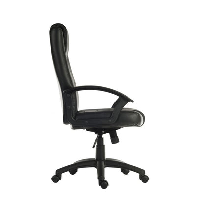 Teknik Office Leader Executive Bonded Leather faced chair in Black with a nylon base and matching armrests