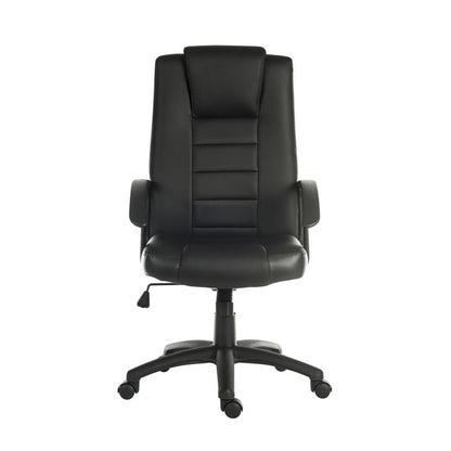 Teknik Office Leader Executive Bonded Leather faced chair in Black with a nylon base and matching armrests