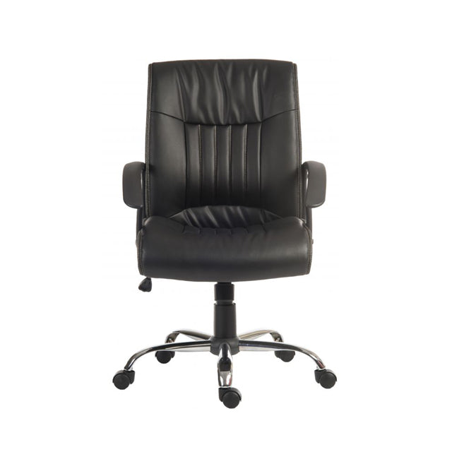 Teknik Office Milan Leather Faced Executive Office chair with durable nylon armrests and chrome five star base