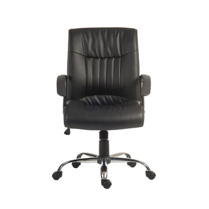 Teknik Office Milan Leather Faced Executive Office chair with durable nylon armrests and chrome five star base