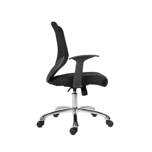 Teknik Office Nova Mesh back executive chair with matching black fabric seat and removable fixed nylon armrests.