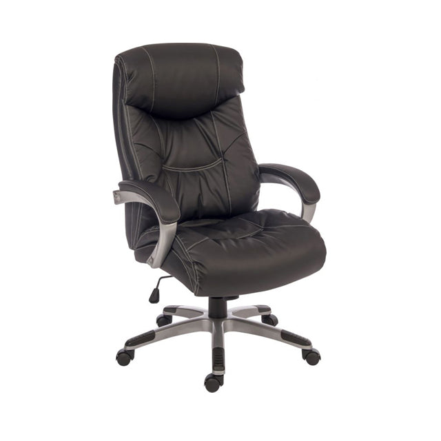 Teknik Office Siesta Black Leather Luxury Executive Chair with Padded Armrests