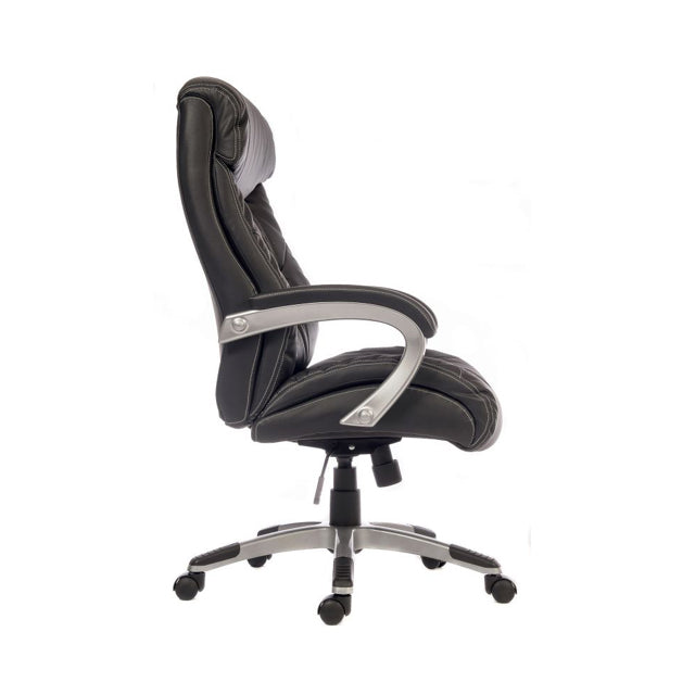 Teknik Office Siesta Black Leather Luxury Executive Chair with Padded Armrests