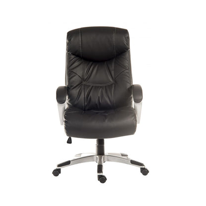 Teknik Office Siesta Black Leather Luxury Executive Chair with Padded Armrests