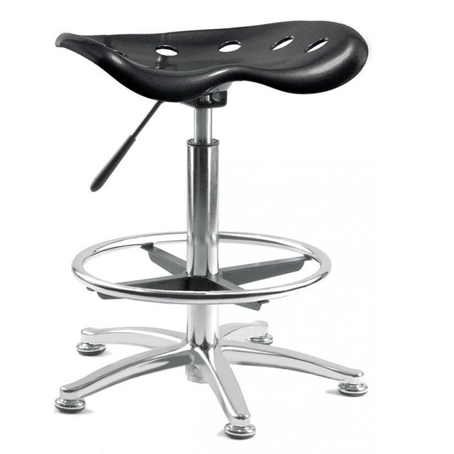 Teknik Office Tek Draughting Stool Chair with Polished Steel Foot Ring