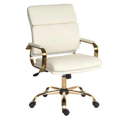 Teknik Office Vintage White Leather Executive Chair with Brass Coloured Arm Frame