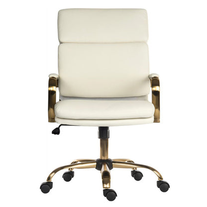 Teknik Office Vintage White Leather Executive Chair with Brass Coloured Arm Frame