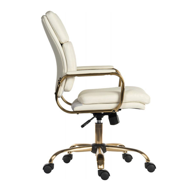 Teknik Office Vintage White Leather Executive Chair with Brass Coloured Arm Frame