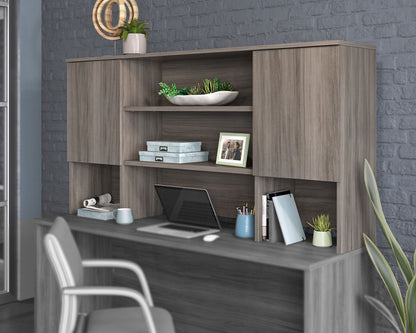 Teknik Office Affiliate 1800 Hutch Desk in Hudson Elm Effect Finish with Adjustable Shelves for Storage