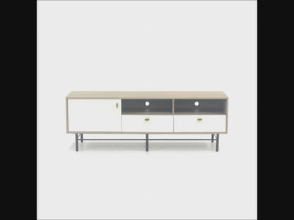 Teknik Office Avon Tv Stand or Credenza in Sky Oak Finish with White Accents