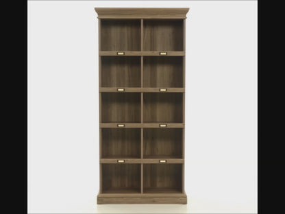 Teknik Office Barrister Home Tall Bookcase in Salt Oak Finish with Ten Cubby Holes