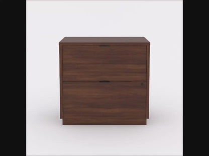 Teknik Office Elstree 2 Drawer Lateral Filer in Spiced Mahogany Finish with Stylish Louvre-style Detailing,