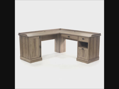 Teknik Office Barrister Home L-shaped Desk Salt Oat Finish with Moveable Drawers