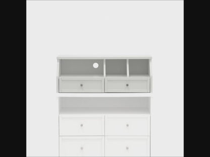 Teknik Office Craft Organiser Hutch in White Finish with 2 Storage Drawers and Cubbyhole Shelving